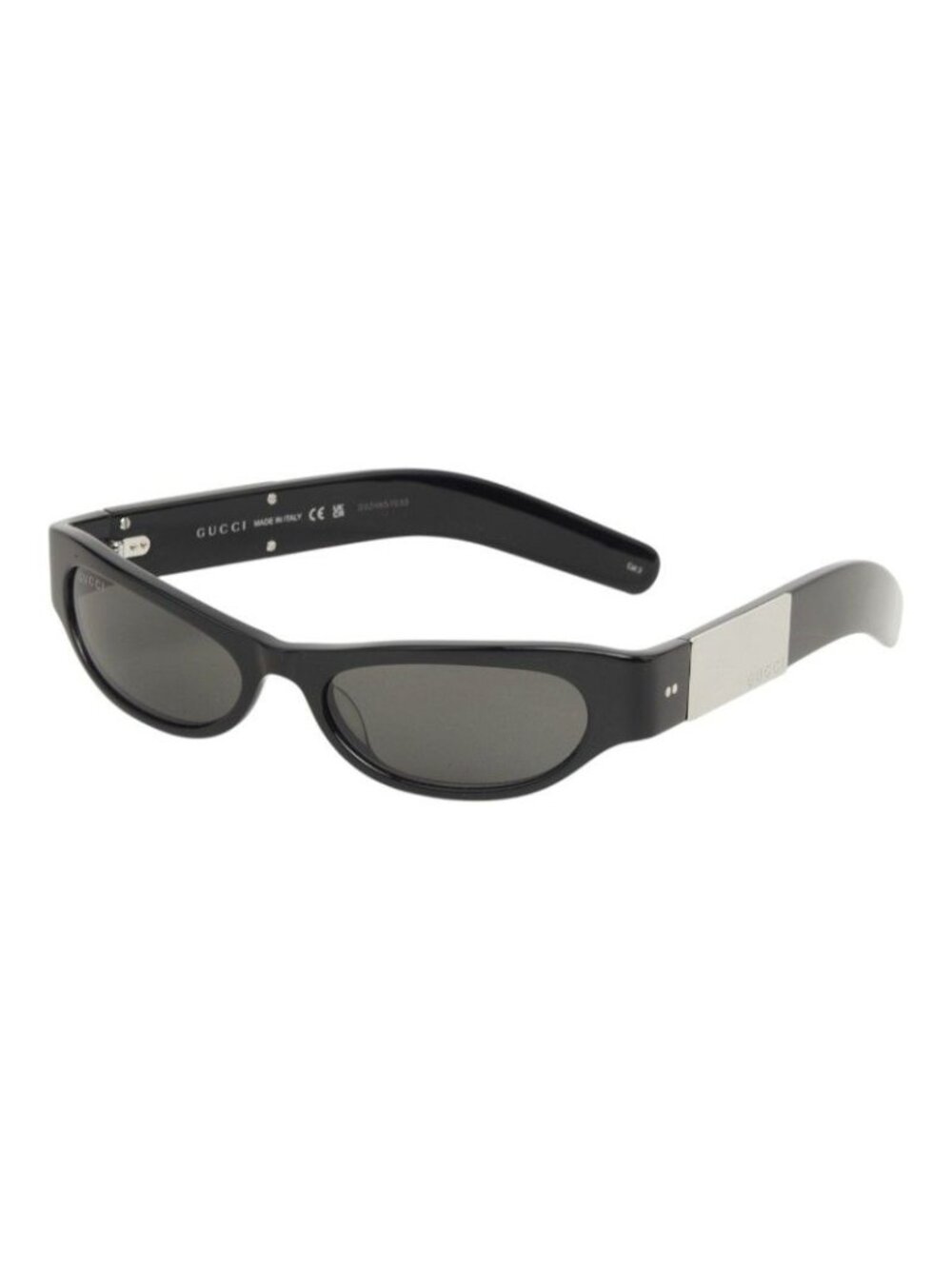 Gucci Sunglasses Black Silver Acetate Metal Eyewear